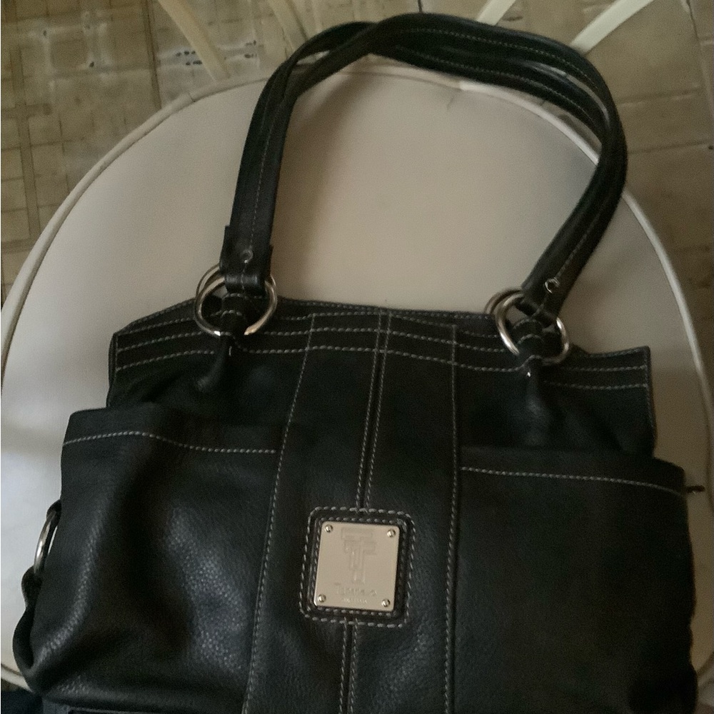 All Black Leather Classic Tignanello Bag new without tags & Silver hardware